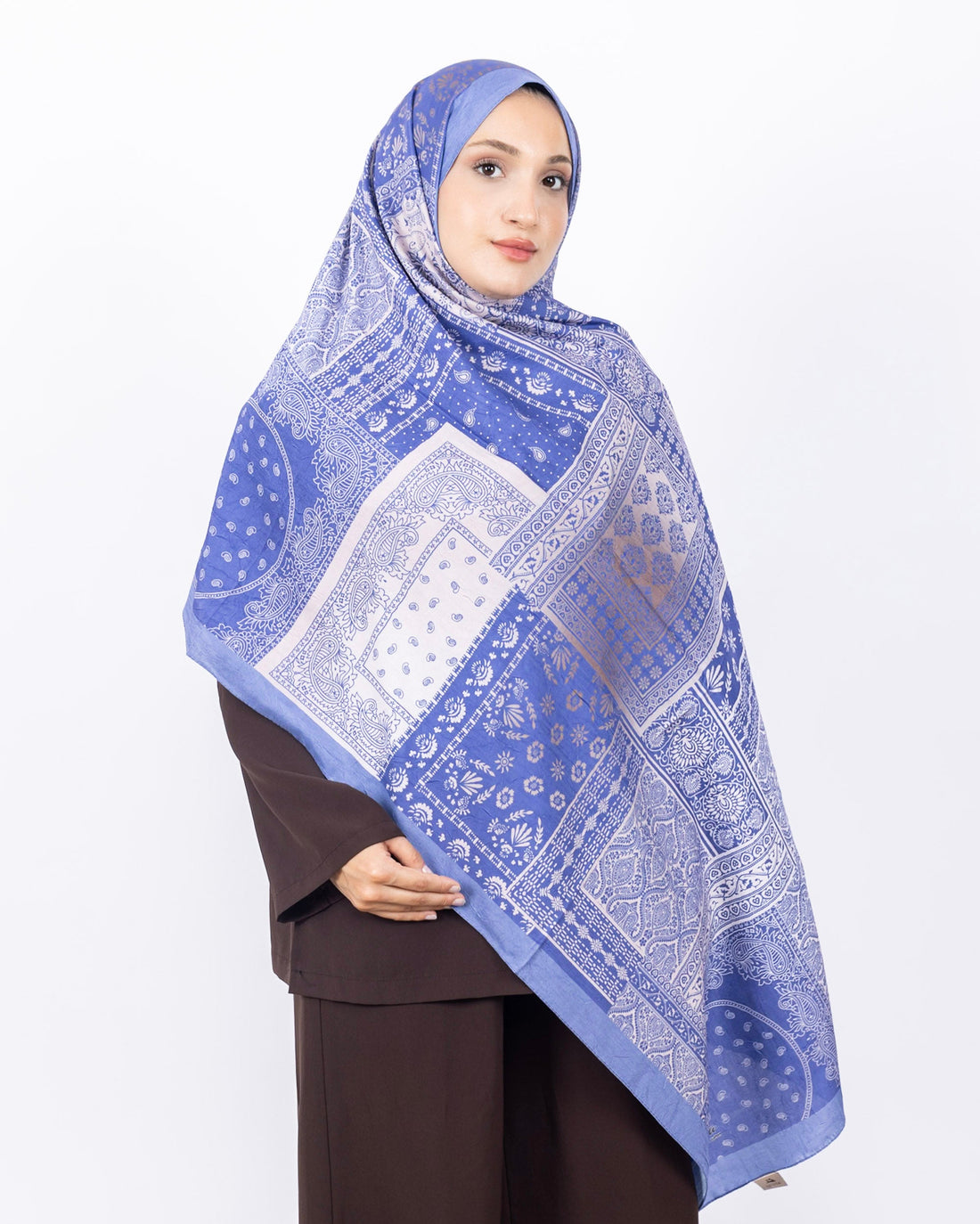 Mikro Bambu Kraş Şal D034 Mavi, 75 × 185 cm şal – görsel 2