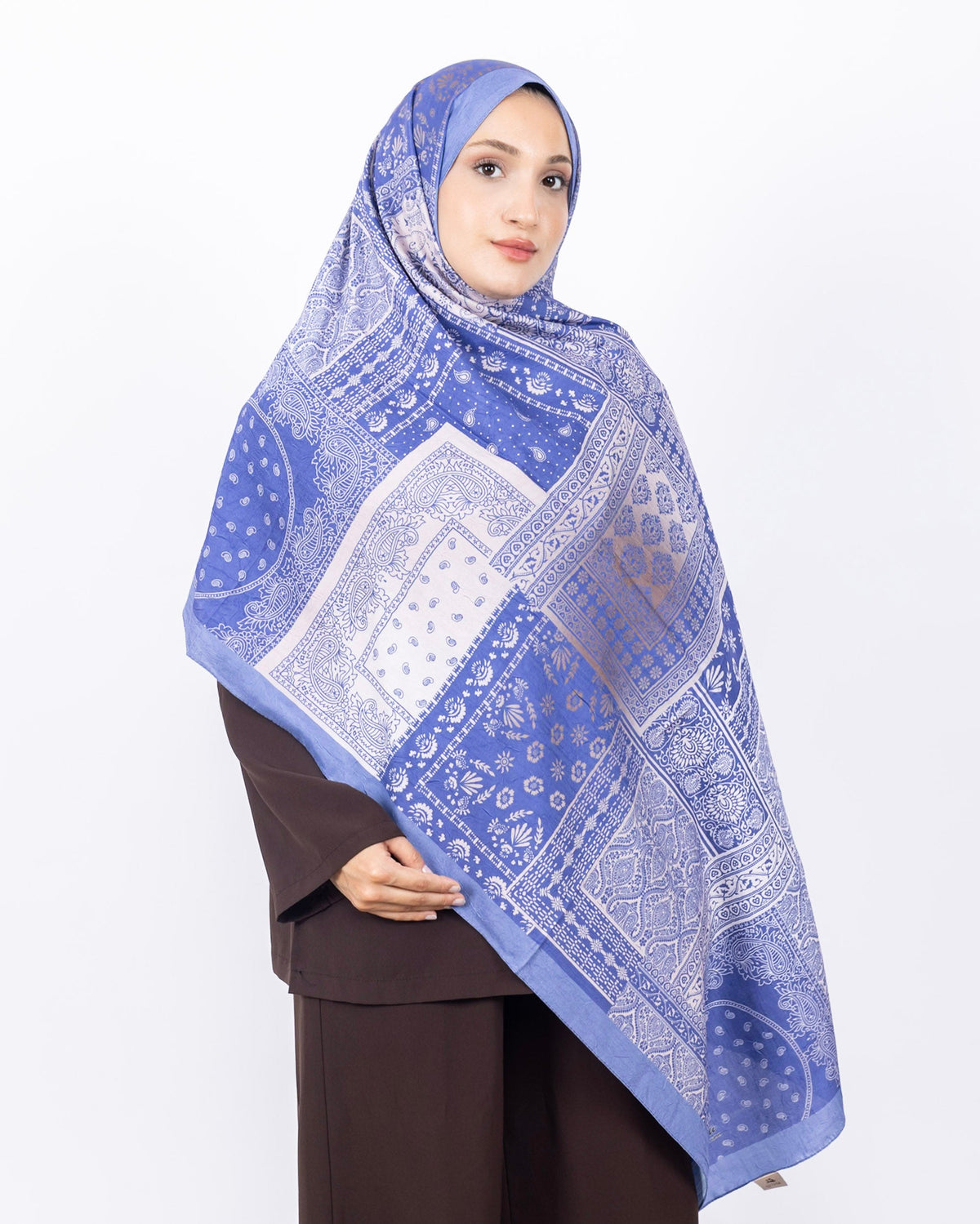 Mikro Bambu Kraş Şal D034 Mavi, 75 × 185 cm şal – görsel 2