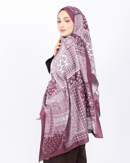 Mikro Bambu Kraş Şal D034 Bordo-Beyaz, 75 × 185 cm şal – görsel 2