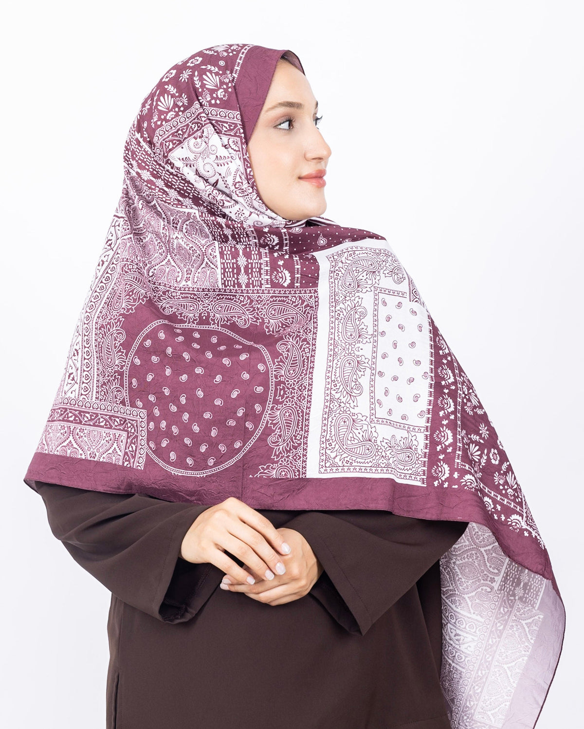 Mikro Bambu Kraş Şal D034 Bordo-Beyaz, 75 × 185 cm şal – görsel 3