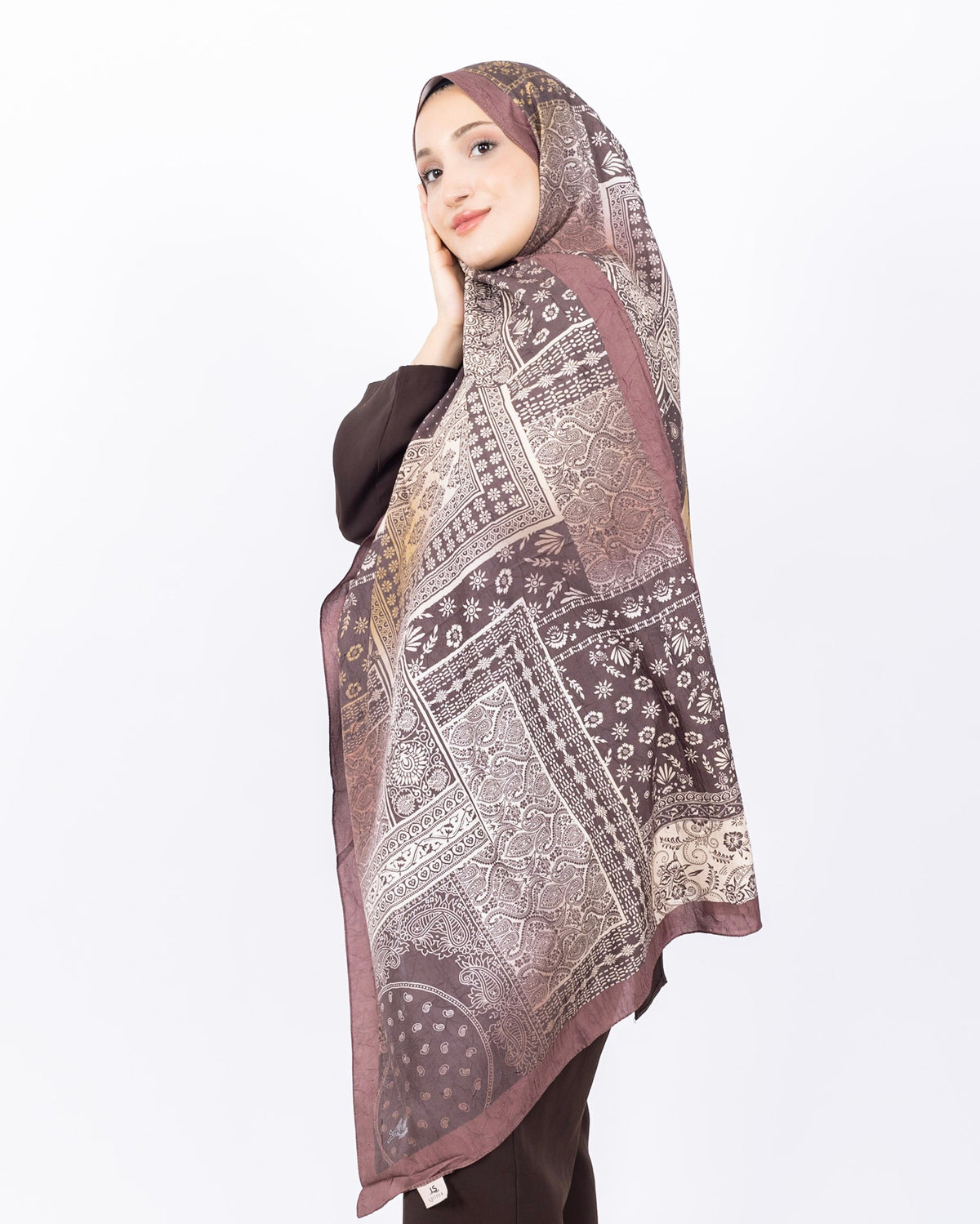 Mikro Bambu Kraş Şal D034 Sütlü Kahve, 75 × 185 cm şal – görsel 3