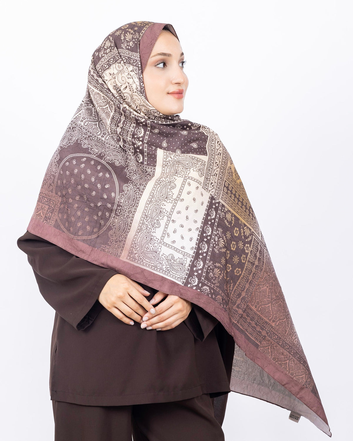 Mikro Bambu Kraş Şal D034 Sütlü Kahve, 75 × 185 cm şal – görsel 1