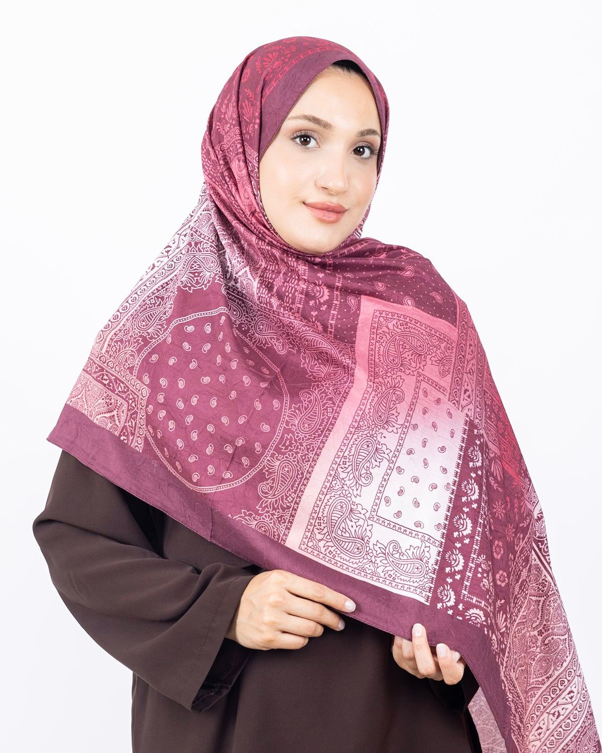 Mikro Bambu Kraş Şal D034 Bordo-Pembe, 75 × 185 cm şal – görsel 3