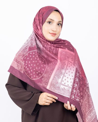 Mikro Bambu Kraş Şal D034 Bordo-Pembe, 75 × 185 cm şal – görsel 3