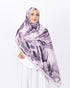 Mikro Bambu Kraş Şal D033 Lila-Mor, yapraklı desenli, 75 × 185 cm şal – görsel 1