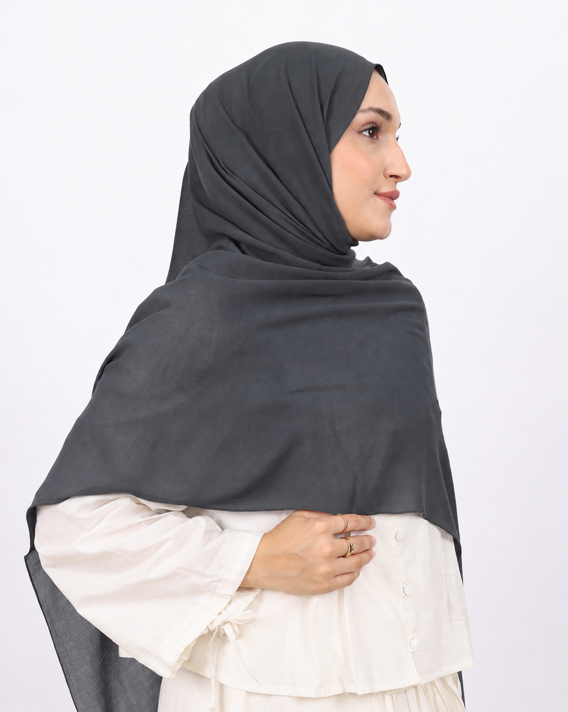 Organik Şal D056 Antrasit, 75 × 185 cm şal – görsel 1