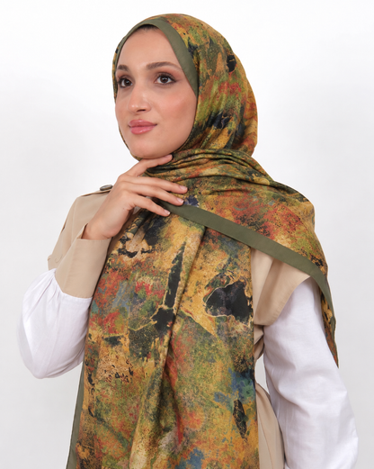 Soft Şal D064 Zeytin Yeşili, 75 × 185 cm şal – görsel 1