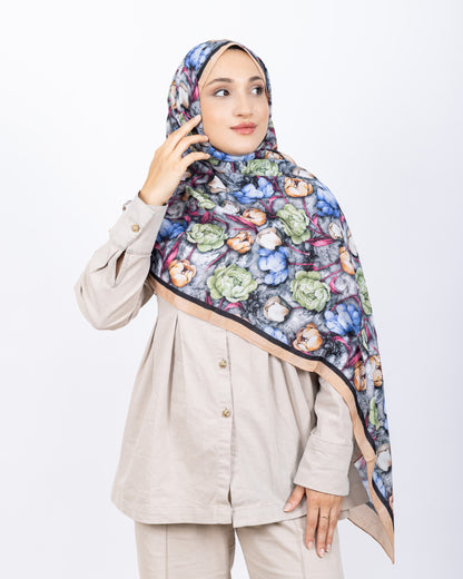 Soft Bambu Kraş Şal D036 Somon, rose desenli, 75 × 185 cm şal – görsel 3
