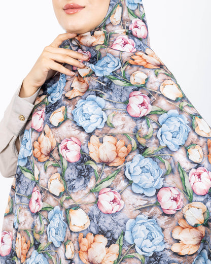 Soft Bambu Kraş Şal D036 Gri, rose desenli, 75 × 185 cm şal – görsel 4