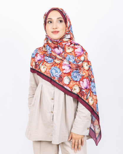 Soft Bambu Kraş Şal D036 Bordo, rose desenli, 75 × 185 cm şal – görsel 3