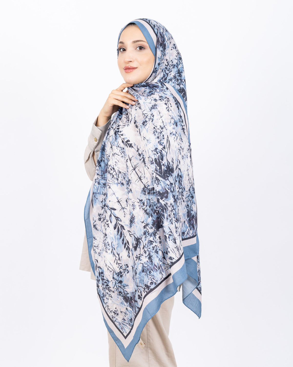 Soft Bambu Kraş Şal D037 İndigo Mavi, 75 × 185 cm şal – görsel 1