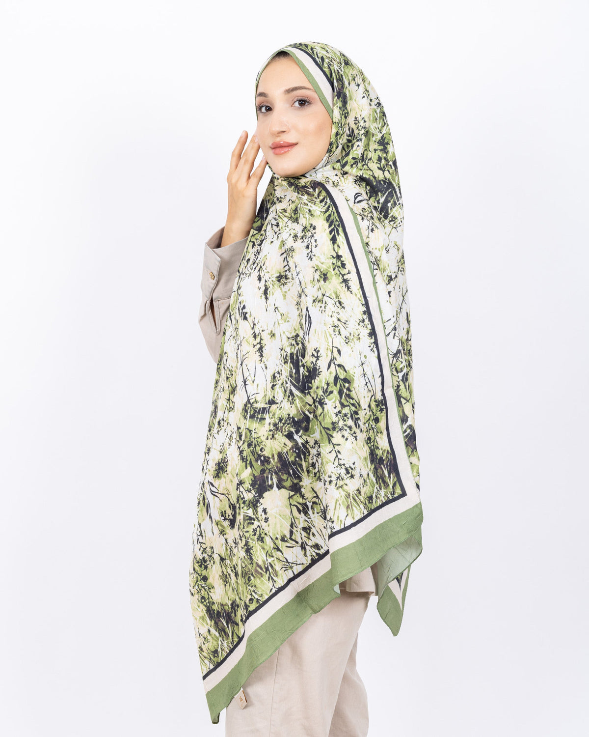 Soft Bambu Kraş Şal D037 Yeşil, 75 × 185 cm şal – görsel 4