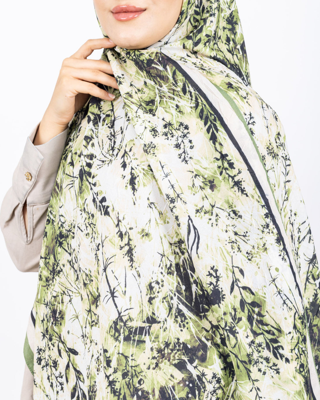 Soft Bambu Kraş Şal D037 Yeşil, 75 × 185 cm şal – görsel 2