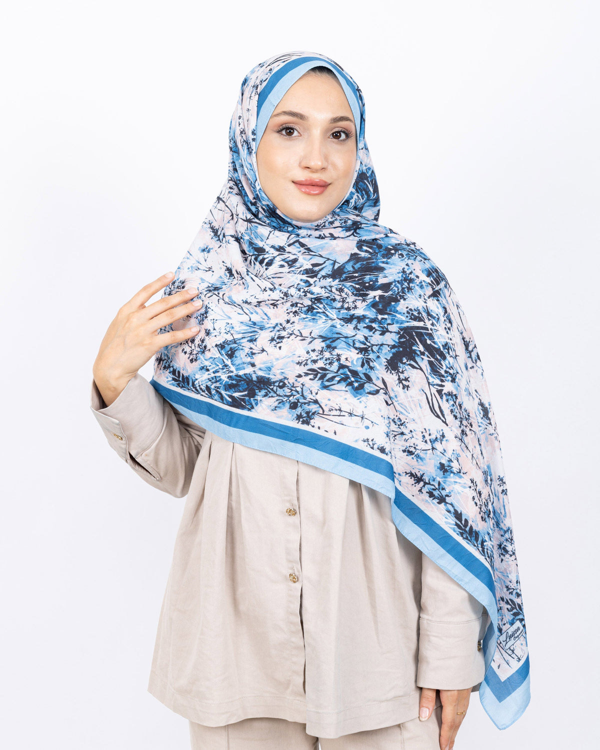 Soft Bambu Kraş Şal D037 Mavi, 75 × 185 cm şal – görsel 1