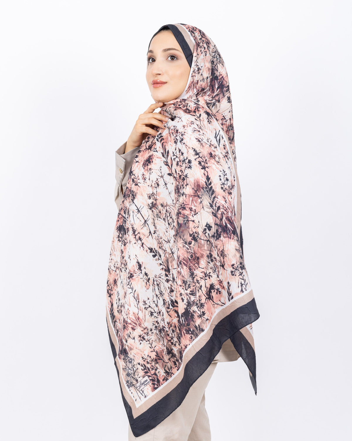 Soft Bambu Kraş Şal D037 Siyah-Bej, 75 × 185 cm şal – görsel 4