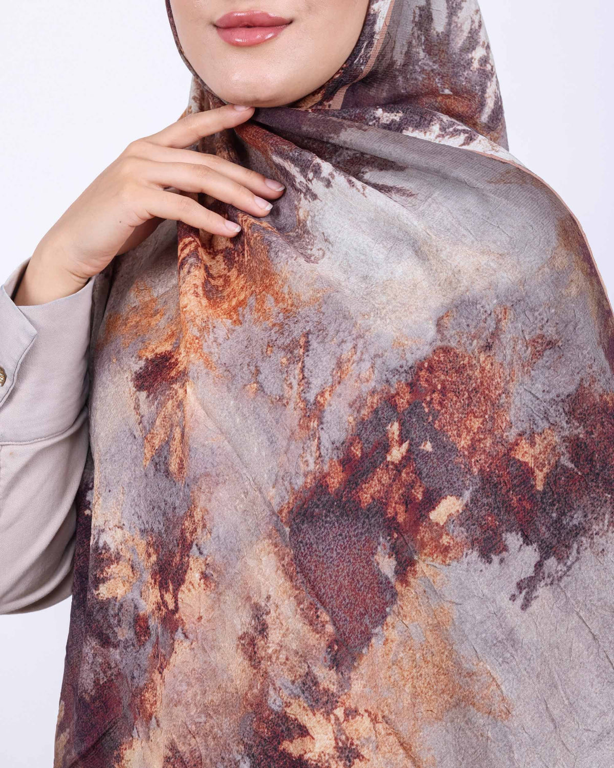 Soft Bambu Kraş Şal D038 Koyu Vizon, 75 × 185 cm şal – görsel 4