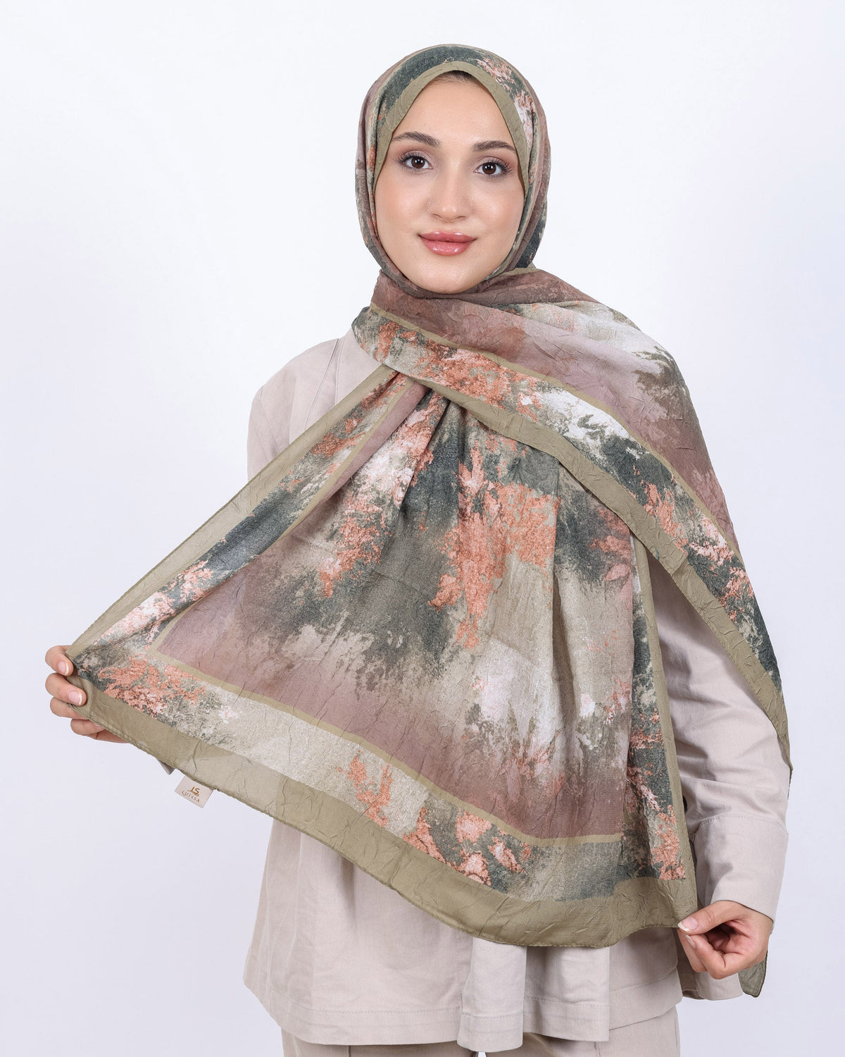 Soft Bambu Kraş Şal D038 Zeytin Yeşili, 75 × 185 cm şal – görsel 1