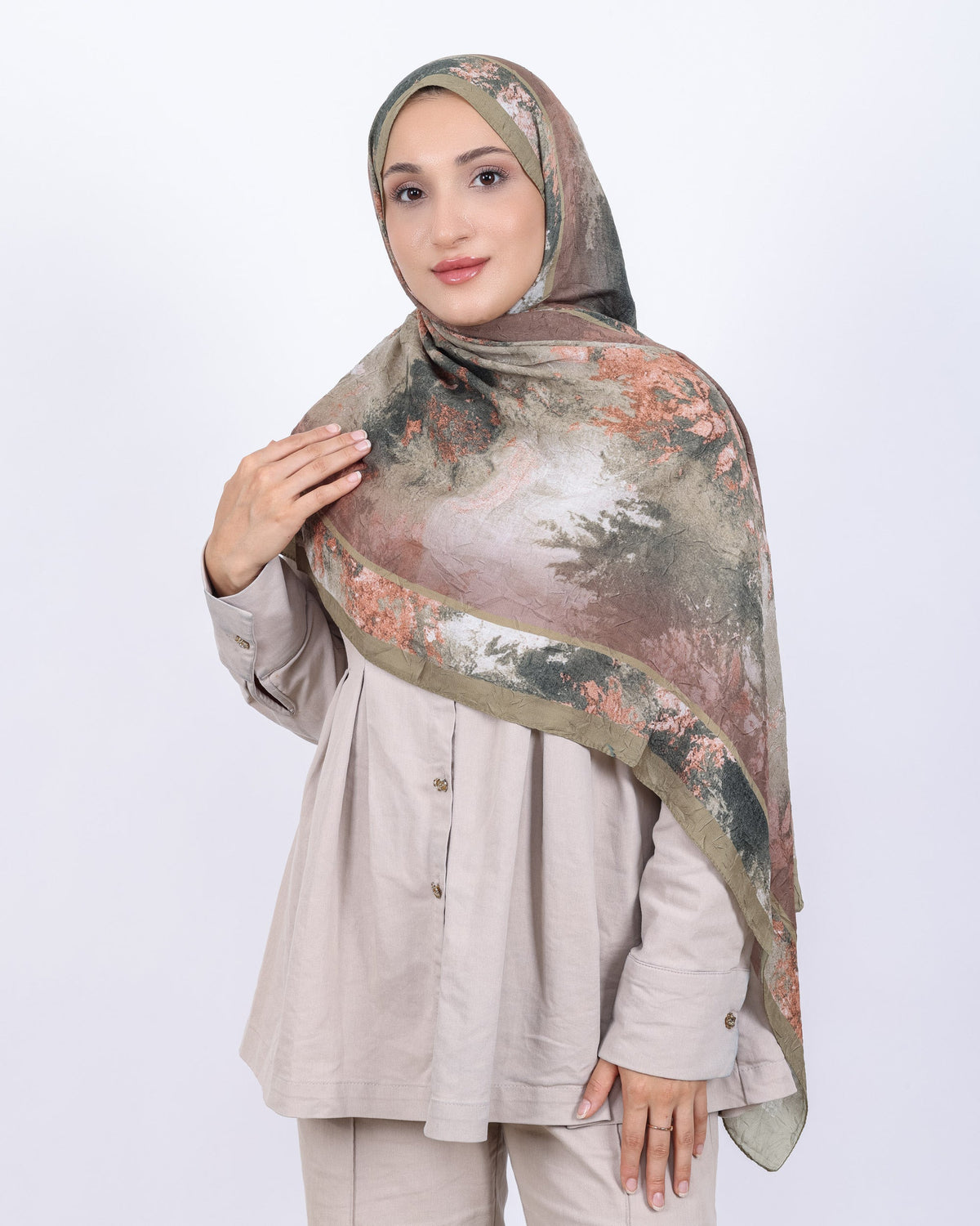 Soft Bambu Kraş Şal D038 Zeytin Yeşili, 75 × 185 cm şal – görsel 2
