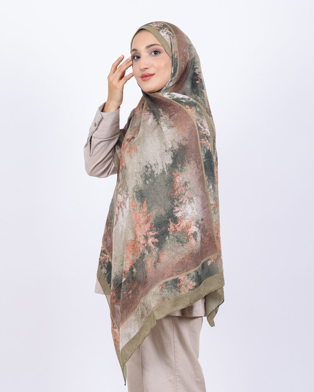 Soft Bambu Kraş Şal D038 Zeytin Yeşili, 75 × 185 cm şal – görsel 3