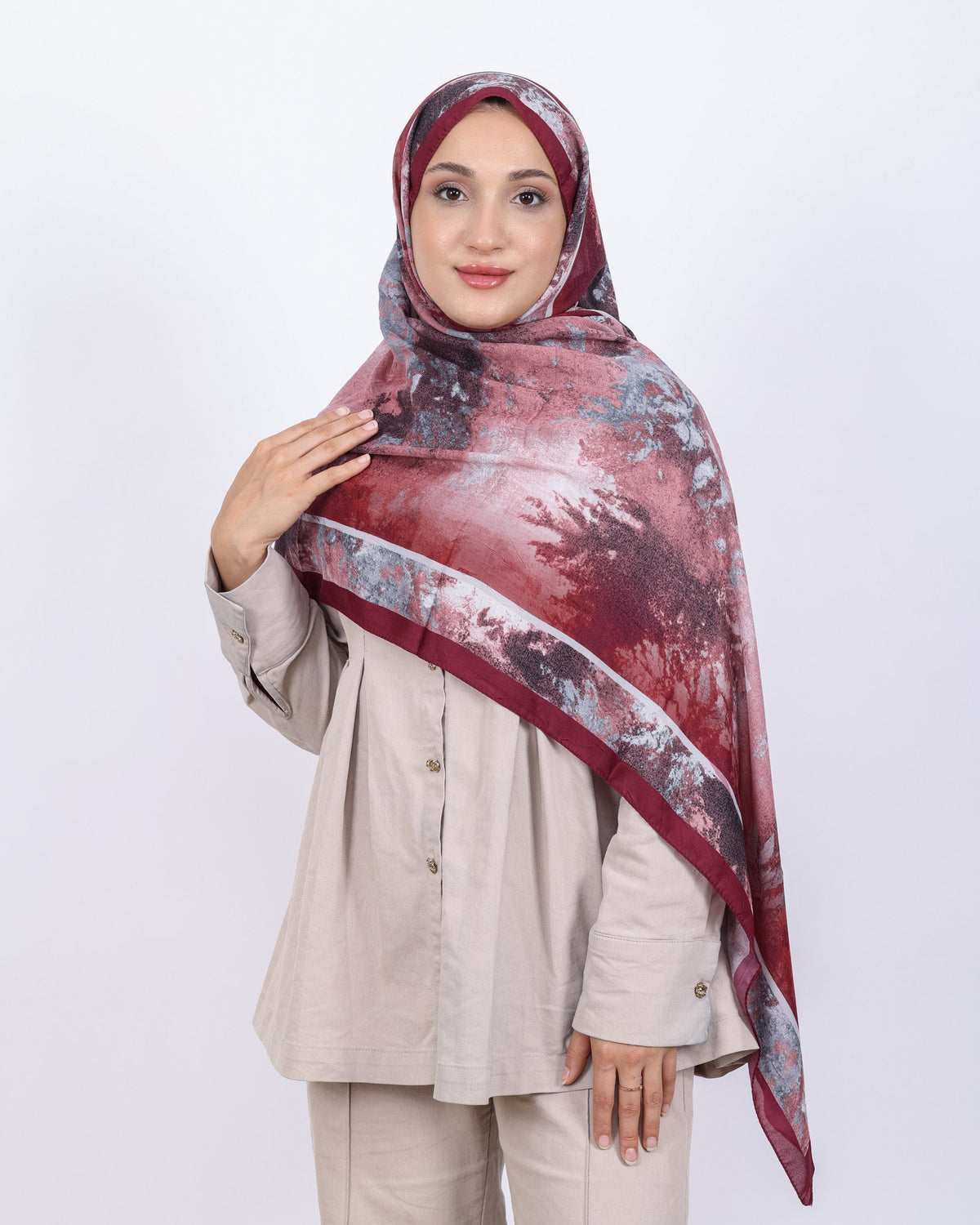 Soft Bambu Kraş Şal D038 Bordo, 75 × 185 cm şal – görsel 2