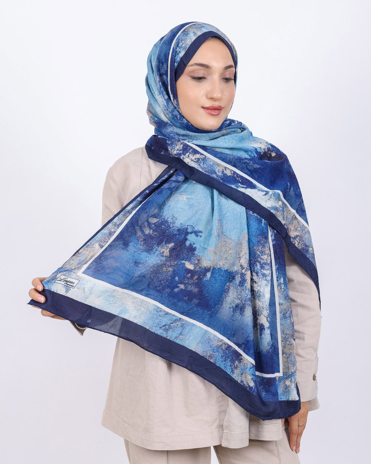 Soft Bambu Kraş Şal D038 Lacivert, 75 × 185 cm şal – görsel 2