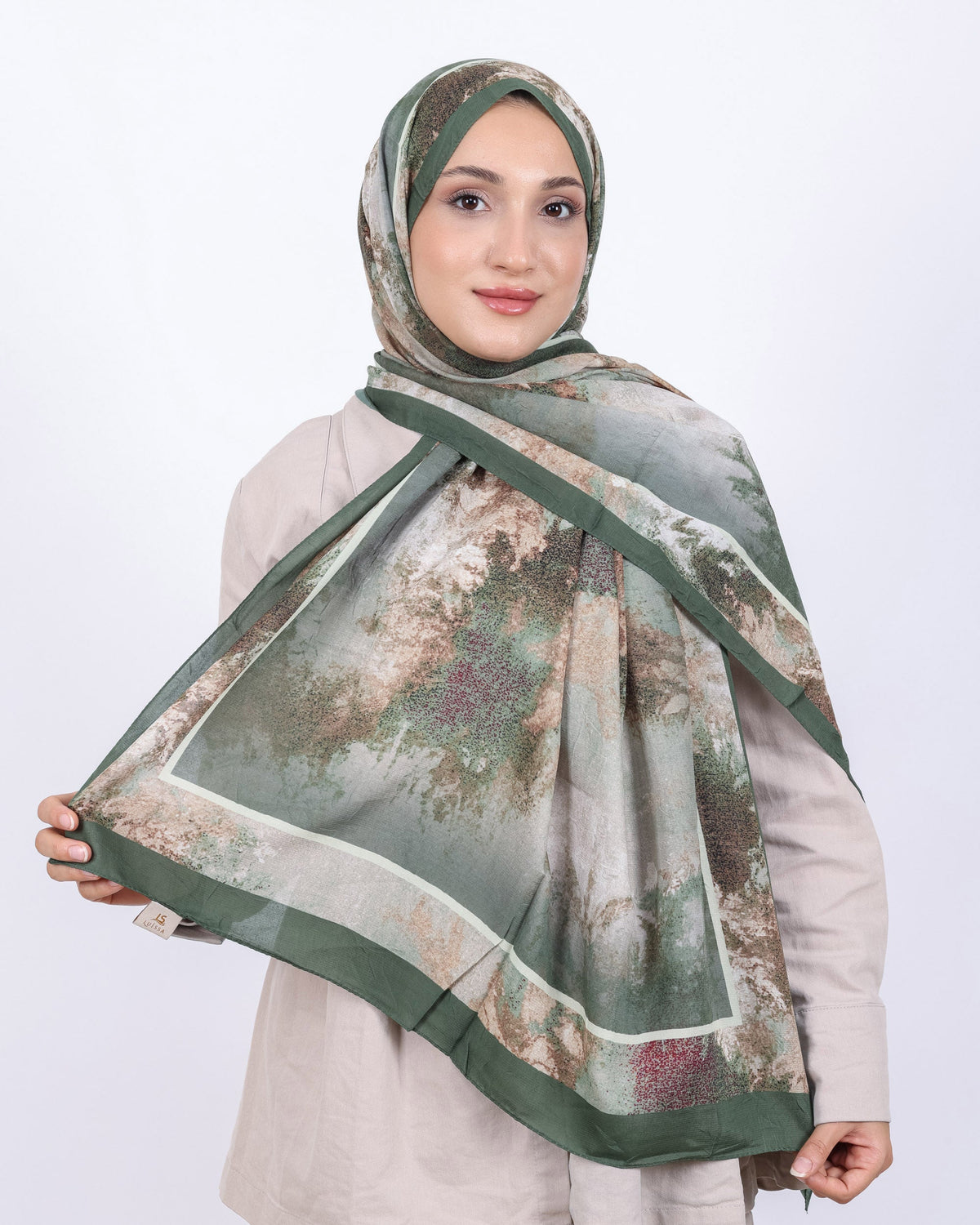 Soft Bambu Kraş Şal D038 Haki Yeşili, 75 × 185 cm şal – görsel 2