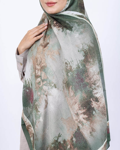 Soft Bambu Kraş Şal D038 Haki Yeşili, 75 × 185 cm şal – görsel 1