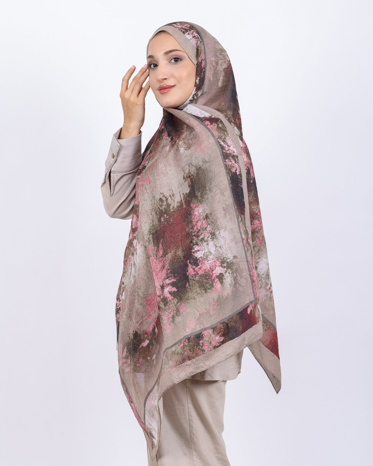 Soft Bambu Kraş Şal D038 Vizon, 75 × 185 cm şal – görsel 3
