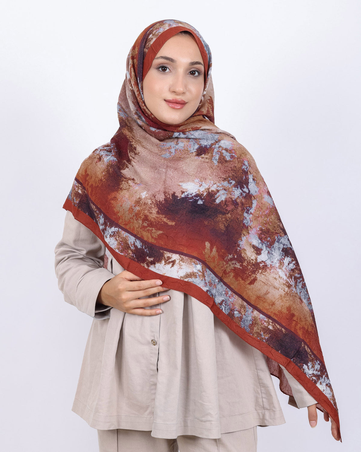 Soft Bambu Kraş Şal D038 Kiremit, 75 × 185 cm şal – görsel 2