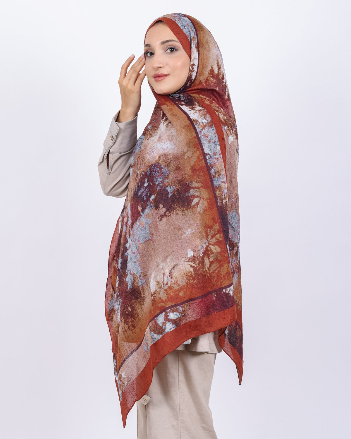 Soft Bambu Kraş Şal D038 Kiremit, 75 × 185 cm şal – görsel 3