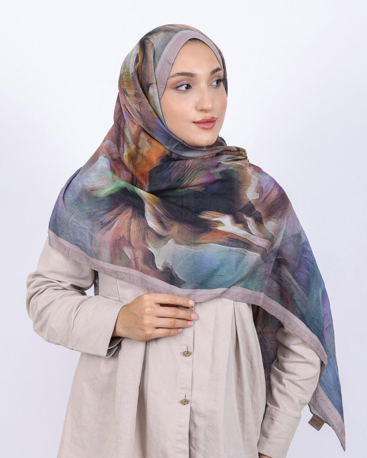 Soft Bambu Kraş Şal D039 Pudra, 75 × 185 cm şal – görsel 3