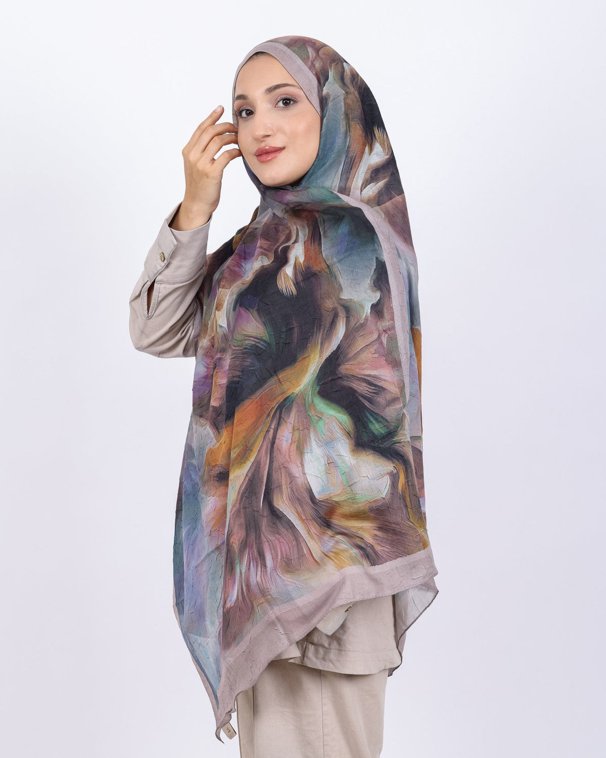 Soft Bambu Kraş Şal D039 Pudra, 75 × 185 cm şal – görsel 1