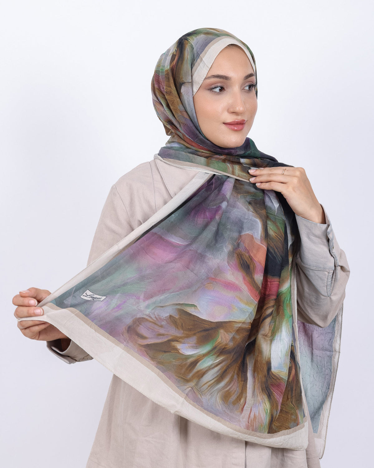 Soft Bambu Kraş Şal D039 Taş Rengi, 75 × 185 cm şal – görsel 1