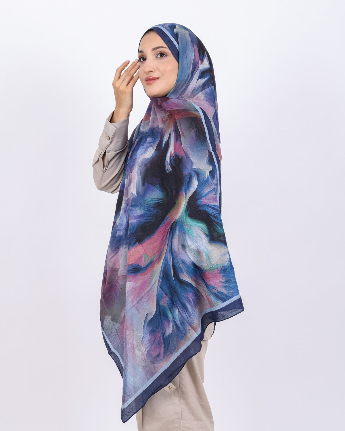 Soft Bambu Kraş Şal D039 Lacivert, 75 × 185 cm şal – görsel 4