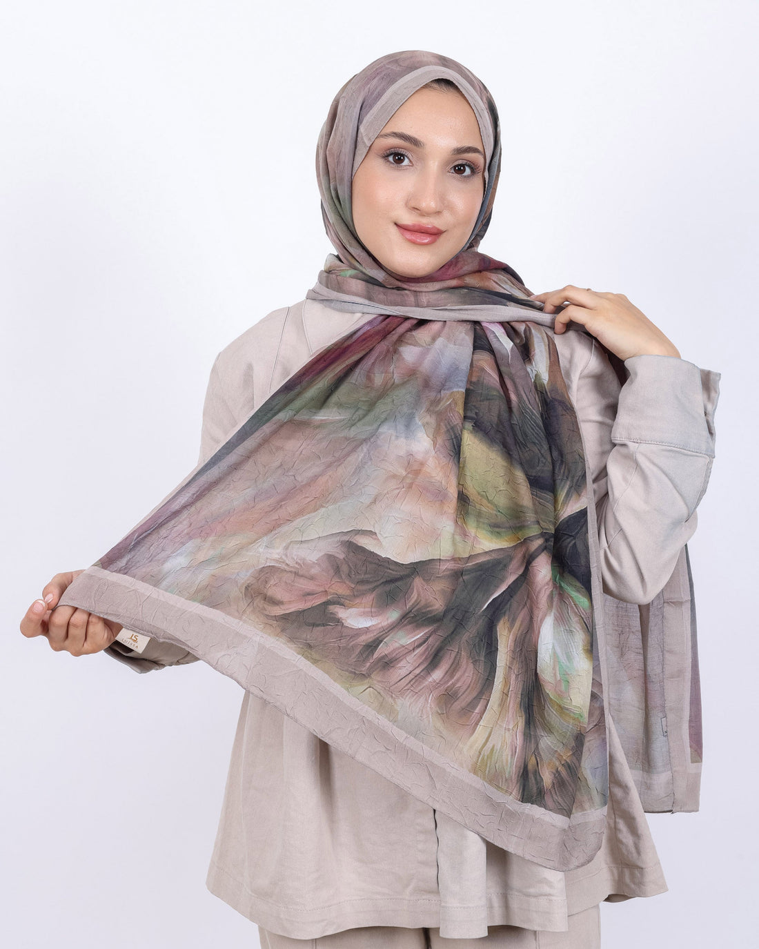 Soft Bambu Kraş Şal D039 Bej, 75 × 185 cm şal – görsel 1