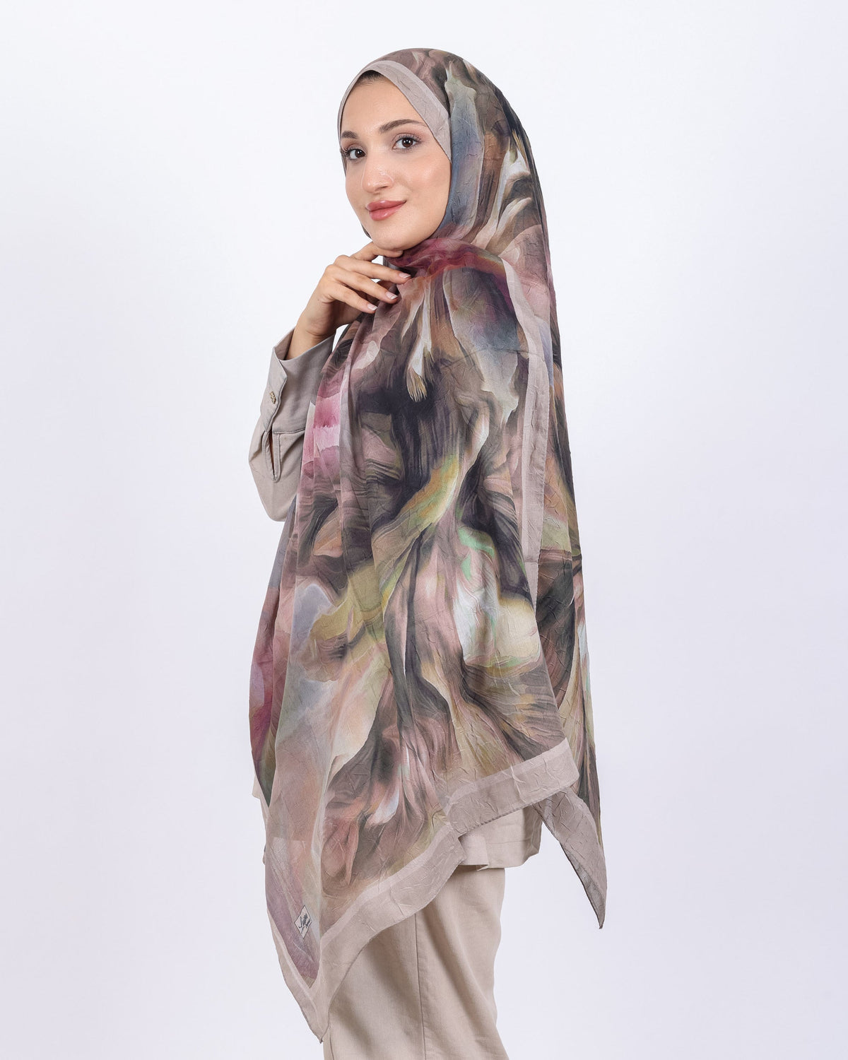 Soft Bambu Kraş Şal D039 Bej, 75 × 185 cm şal – görsel 3