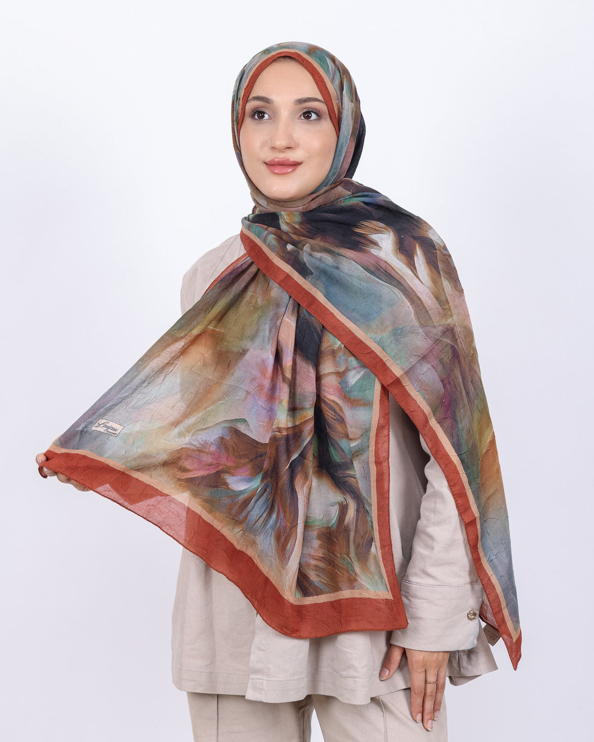 Soft Bambu Kraş Şal D039 Kiremit, 75 × 185 cm şal – görsel 1