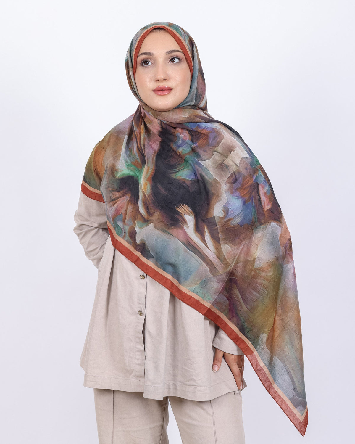 Soft Bambu Kraş Şal D039 Kiremit, 75 × 185 cm şal – görsel 2