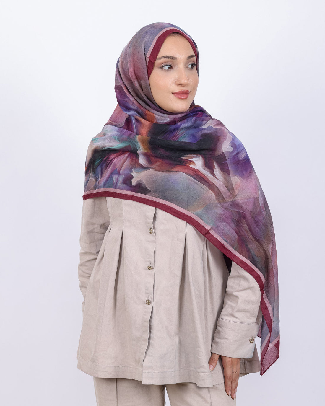 Soft Bambu Kraş Şal D039 Bordo, 75 × 185 cm şal – görsel 1