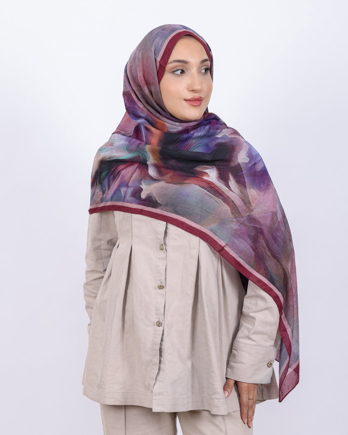 Soft Bambu Kraş Şal D039 Bordo, 75 × 185 cm şal – görsel 1