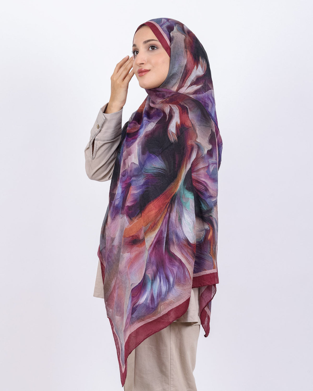 Soft Bambu Kraş Şal D039 Bordo, 75 × 185 cm şal – görsel 3
