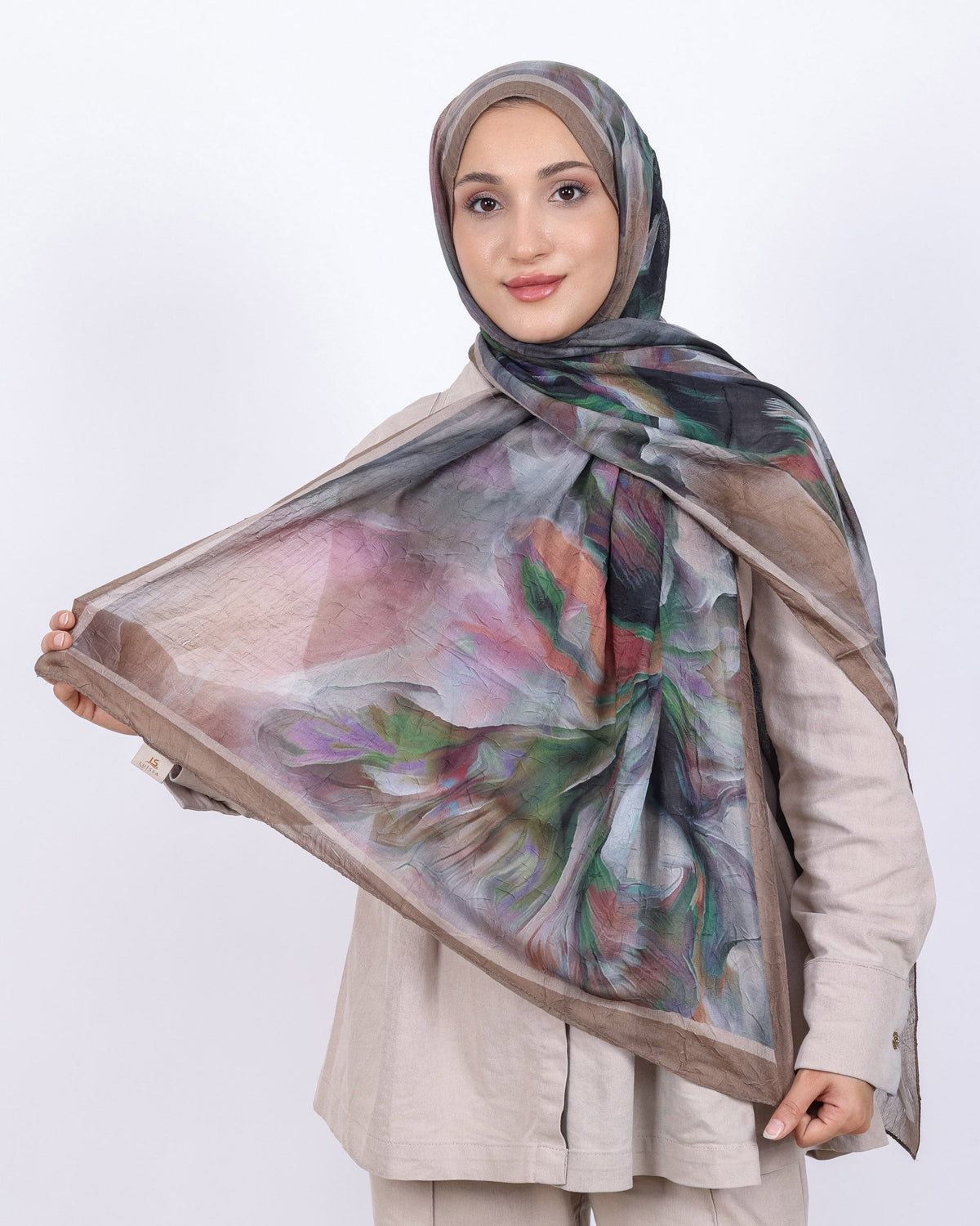 Soft Bambu Kraş Şal D039 Koyu Vizon, 75 × 185 cm şal – görsel 2