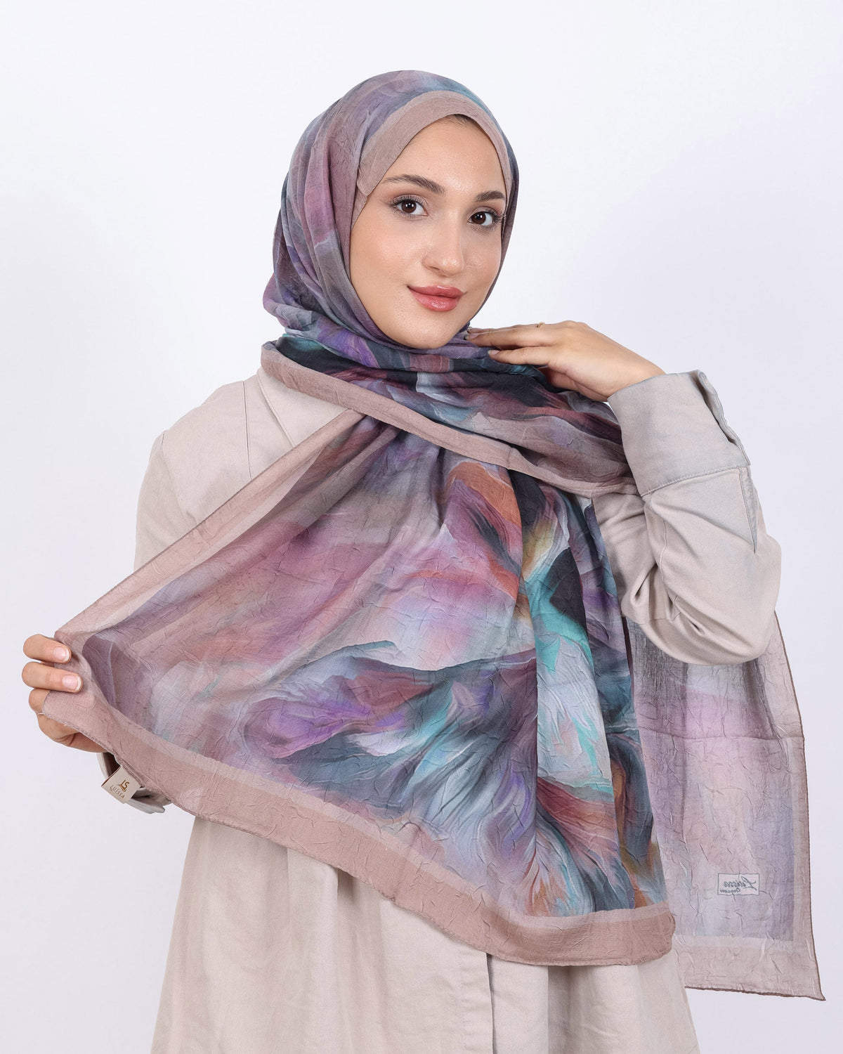 Soft Bambu Kraş Şal D039 Vizon, 75 × 185 cm şal – görsel 2