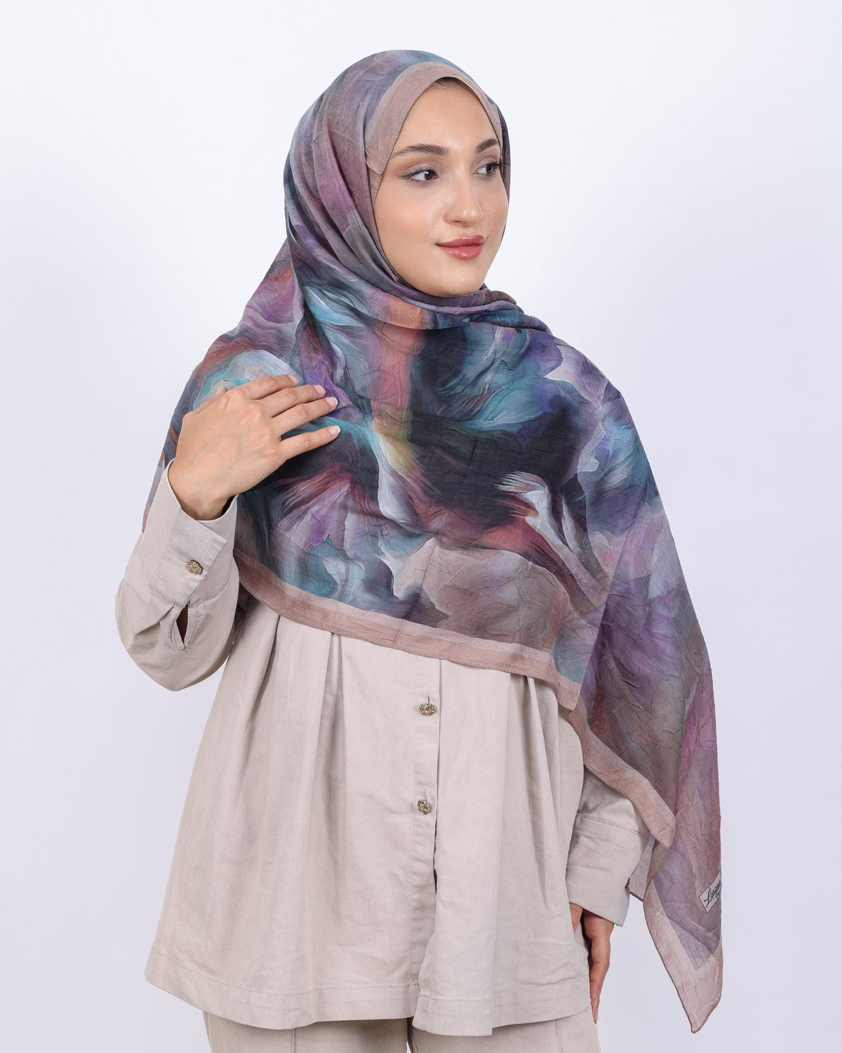 Soft Bambu Kraş Şal D039 Vizon, 75 × 185 cm şal – görsel 3