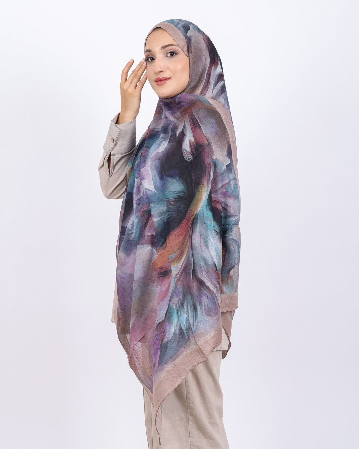 Soft Bambu Kraş Şal D039 Vizon, 75 × 185 cm şal – görsel 1