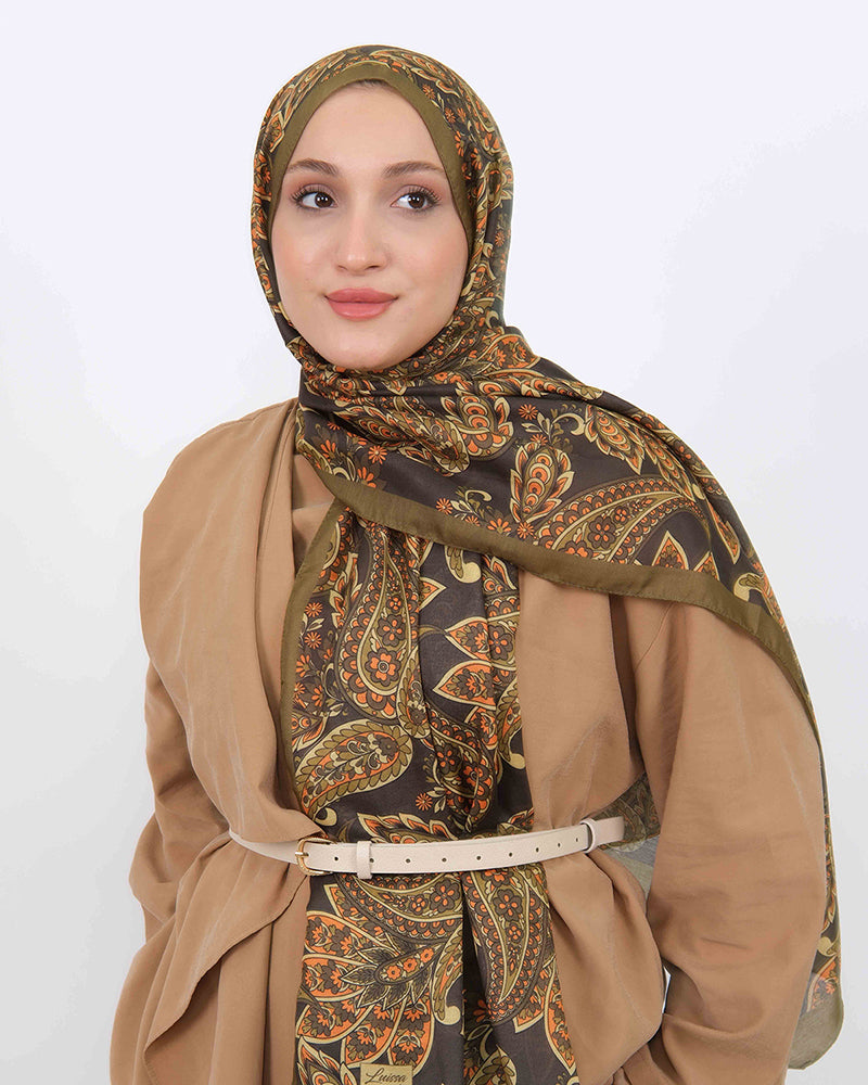 Soft Şal D057 Yağ Yeşili, 75 × 185 cm şal – görsel 1