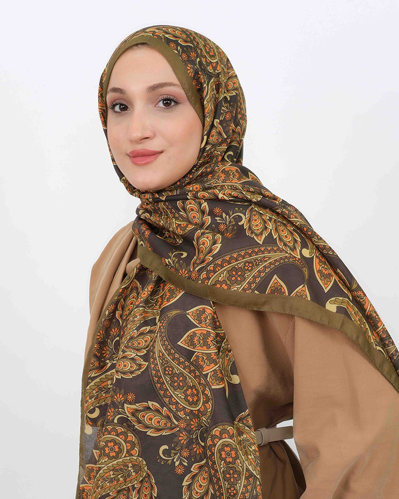 Soft Şal D057 Yağ Yeşili, 75 × 185 cm şal – görsel 2