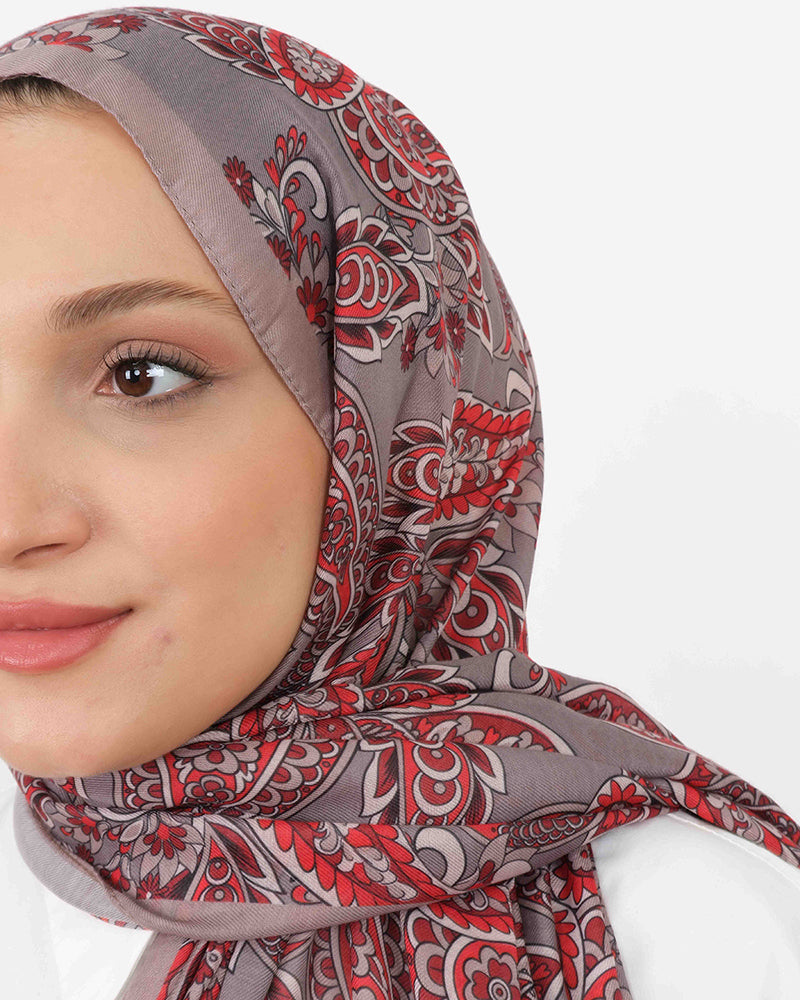 Soft Şal D057 Vizon-Kırmızı, 75 × 185 cm şal – görsel 4