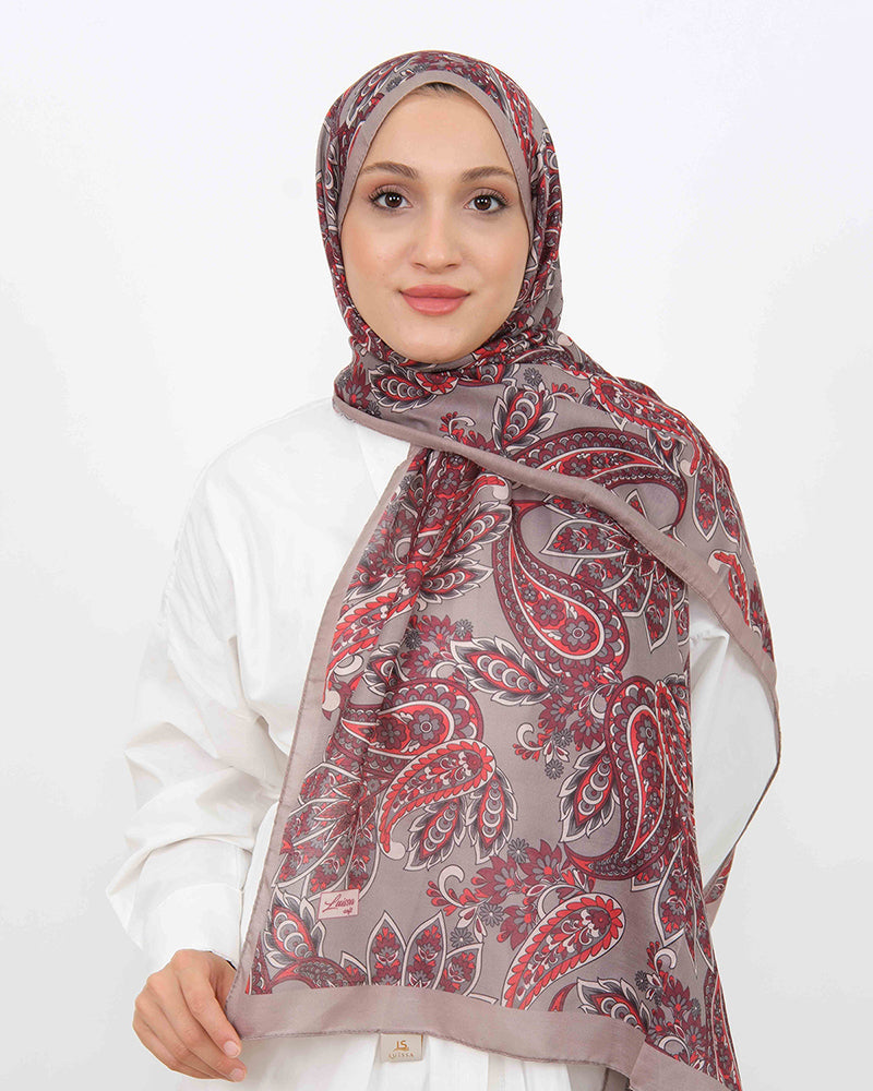 Soft Şal D057 Vizon-Bordo, 75 × 185 cm şal – görsel 2