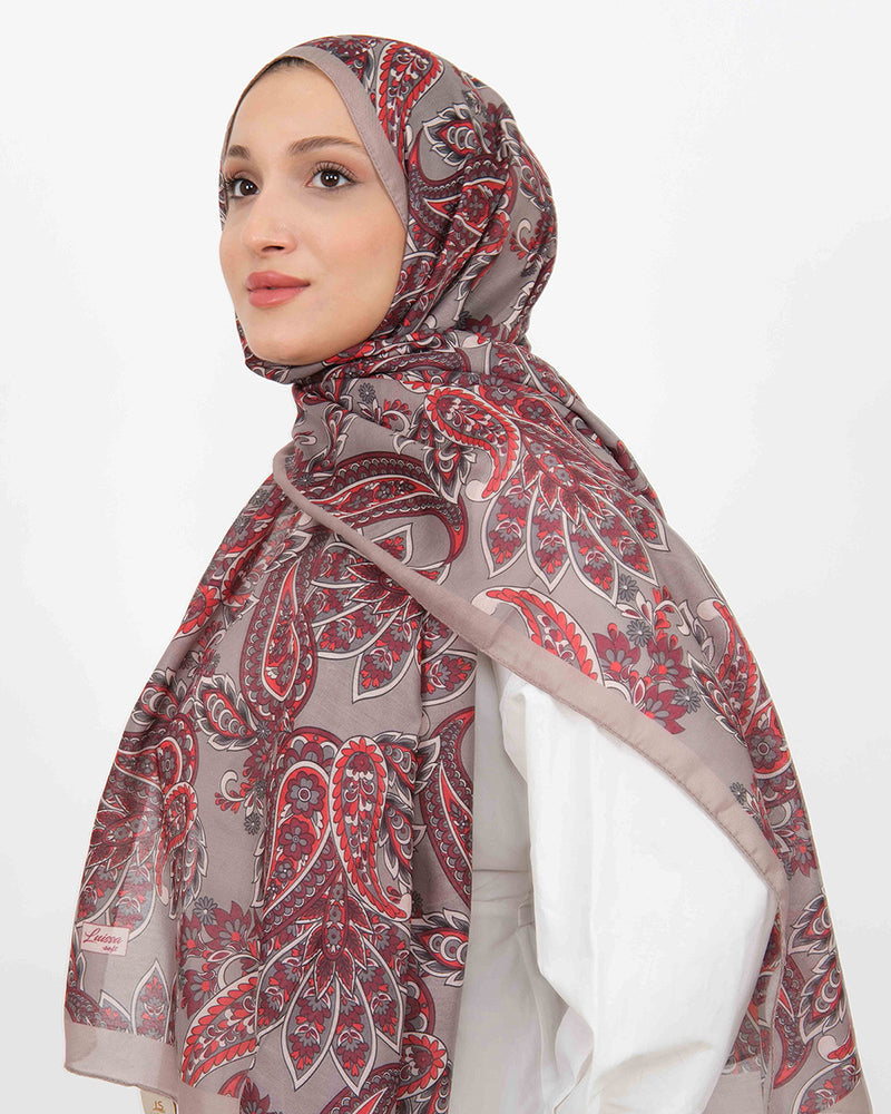 Soft Şal D057 Vizon-Bordo, 75 × 185 cm şal – görsel 3